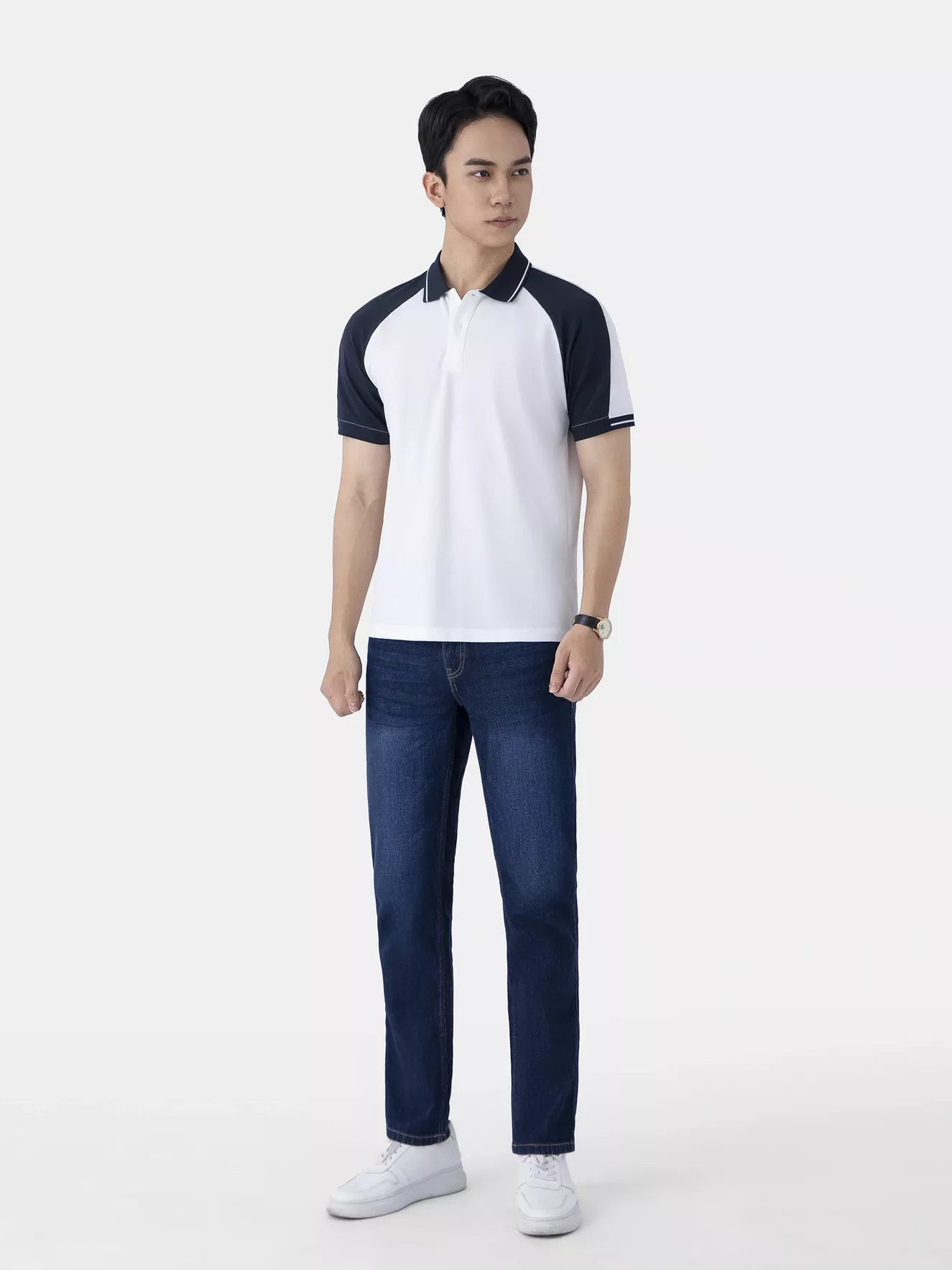 Áo Polo Nam 5S Fashion Tay Raglan Phối Màu Slimfit APC25028