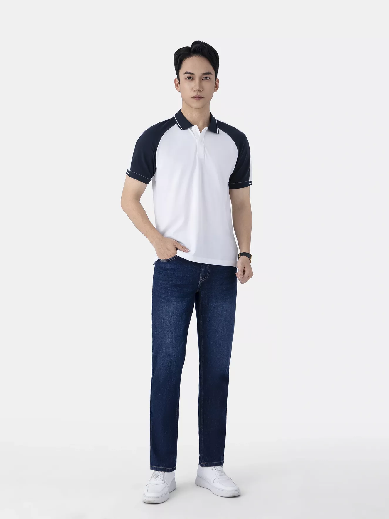 Áo Polo Nam 5S Fashion Tay Raglan Phối Màu Slimfit APC25028