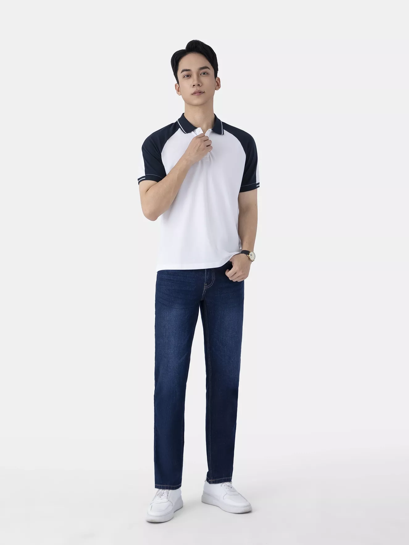 Áo Polo Nam 5S Fashion Tay Raglan Phối Màu Slimfit APC25028