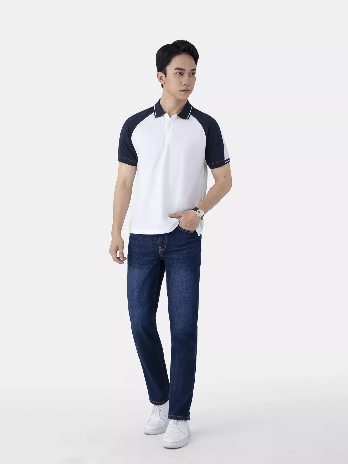 Áo Polo Nam 5S Fashion Tay Raglan Phối Màu Slimfit APC25028