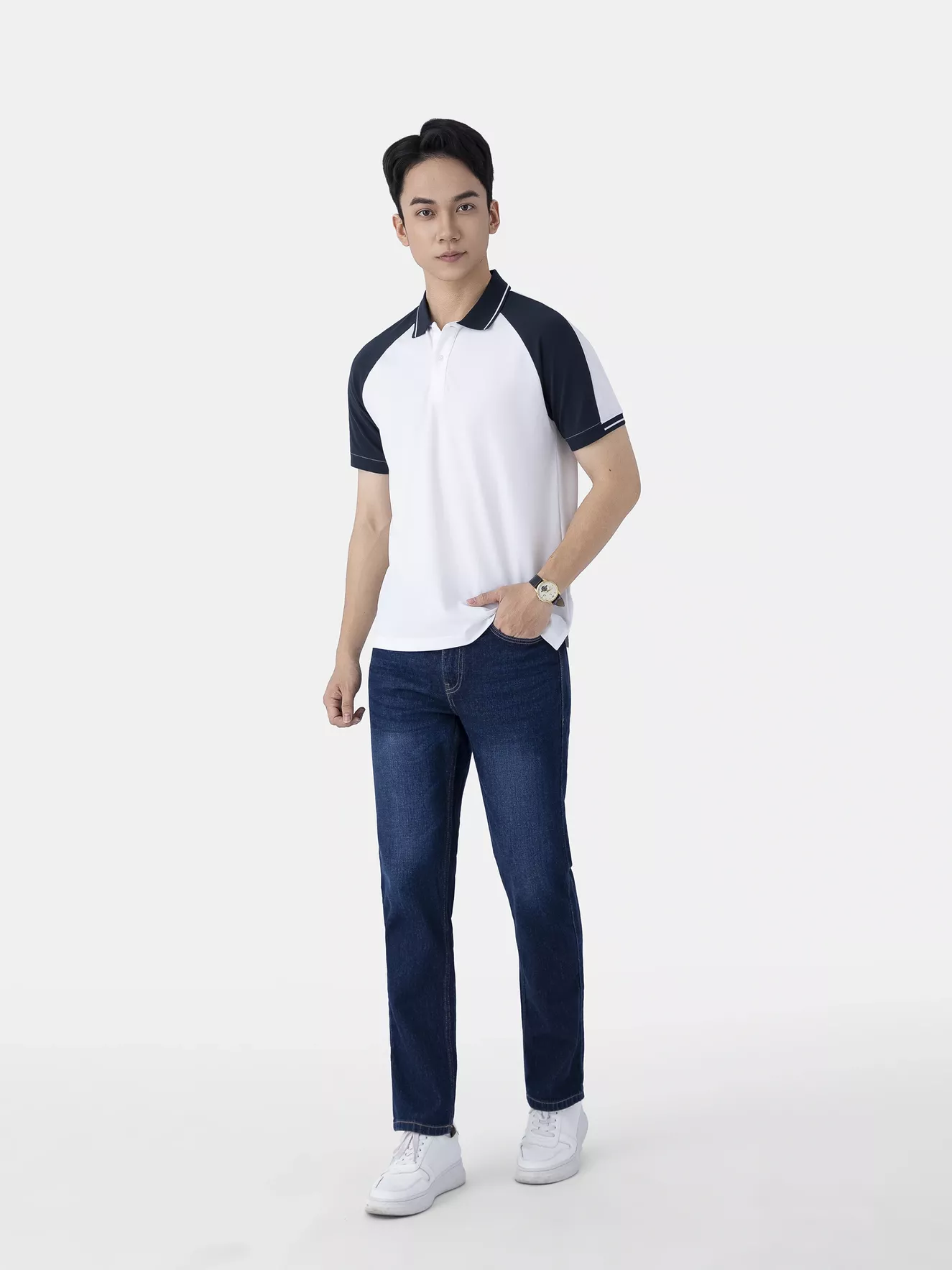 Áo Polo Nam 5S Fashion Tay Raglan Phối Màu Slimfit APC25028