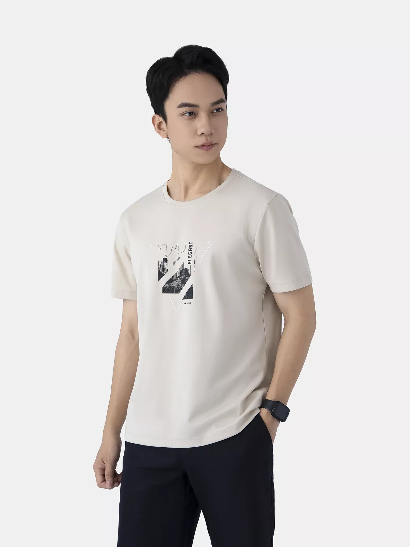 Áo Thun Cổ Tròn Cotton 5S Fashion In Lớn Phom Regular ATS25007