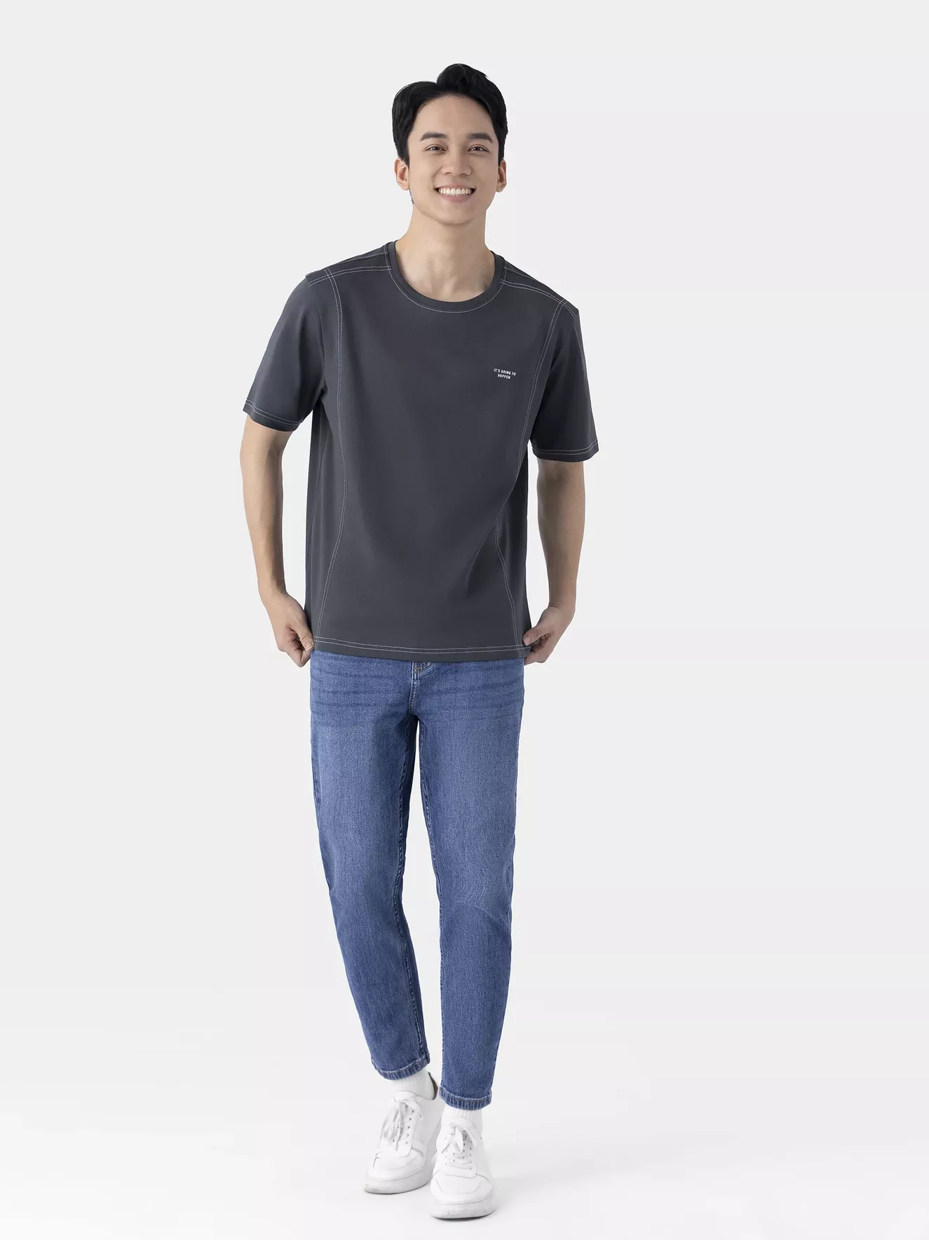 Áo Thun Nam Ngắn Tay 5S Fashion Chần Chỉ Phong Cách ATS25001