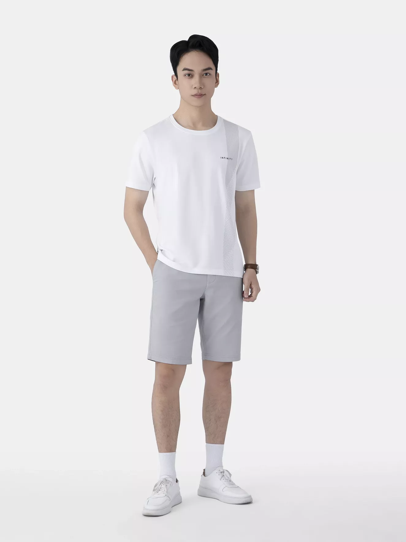 Áo Thun Nam Ngắn Tay 5S Fashion Họa Tiết Sọc ATS25006