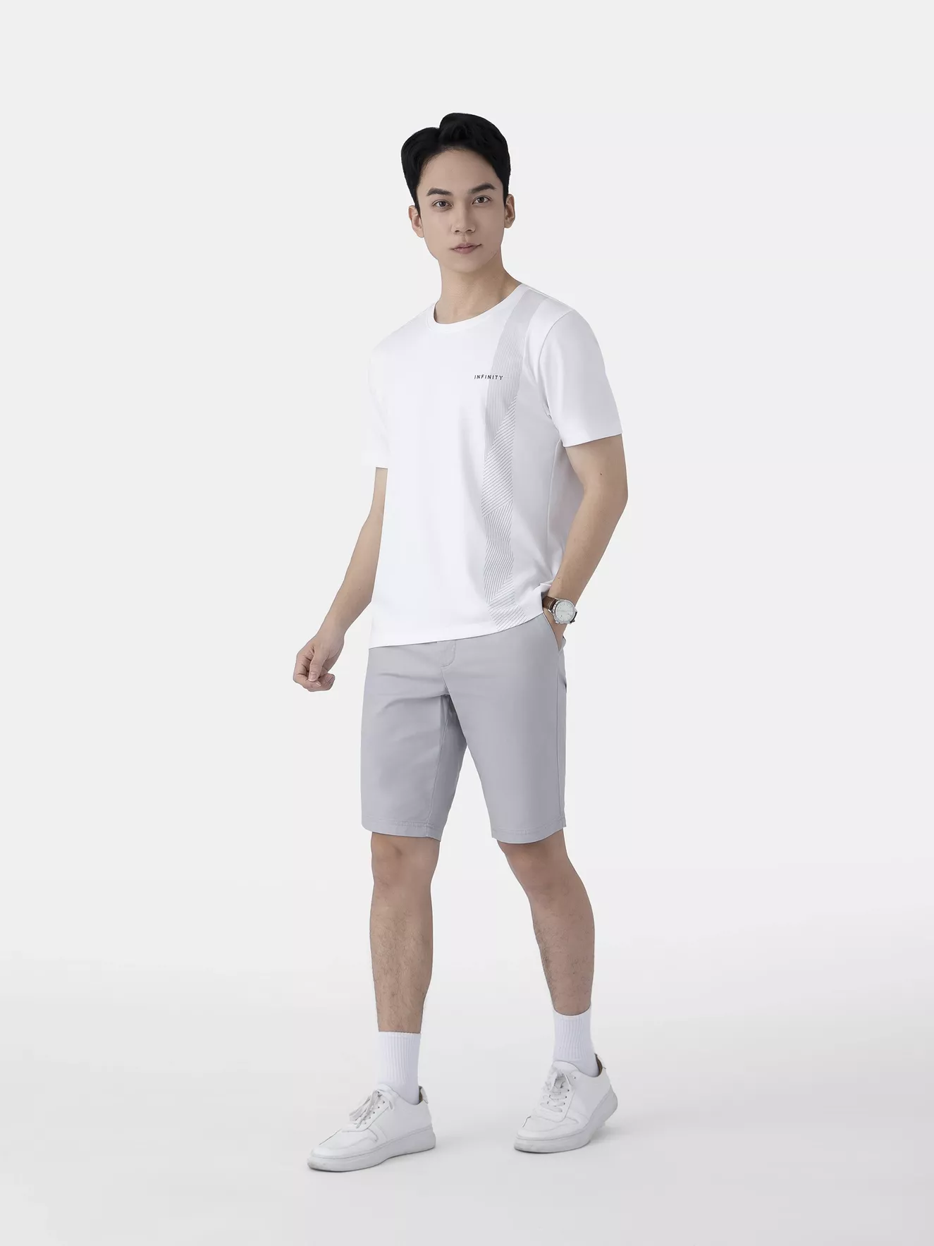 Áo Thun Nam Ngắn Tay 5S Fashion Họa Tiết Sọc ATS25006