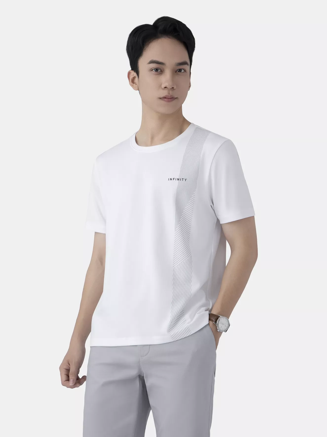 Áo Thun Nam Ngắn Tay 5S Fashion Họa Tiết Sọc ATS25006