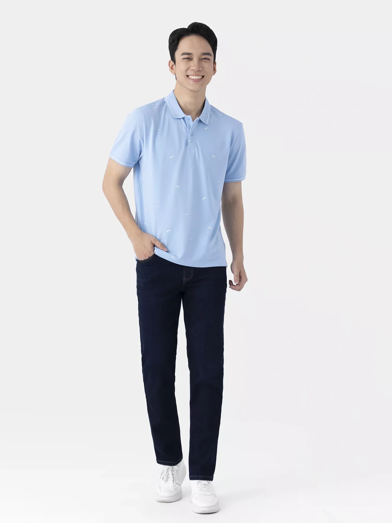 Áo Polo Nam Cotton Họa Tiết 5S Fashion Slimfit APC25061
