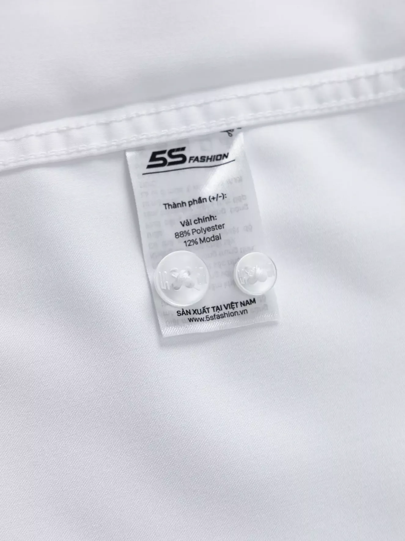 Áo Sơ Mi Nam Dài Tay 5S Fashion Màu Trắng Trơn Phom Slimfit ASM25207