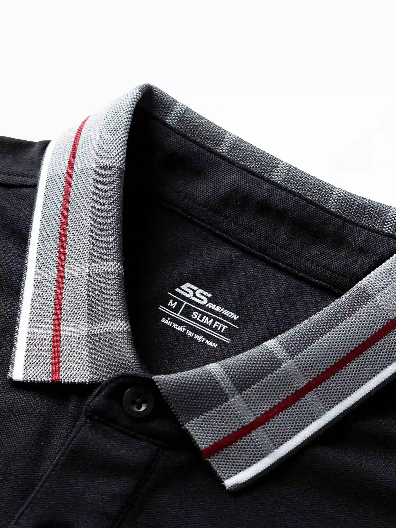 Áo Polo Nam 5S Fashion Cổ Dệt Kẻ Slimfit APC24003