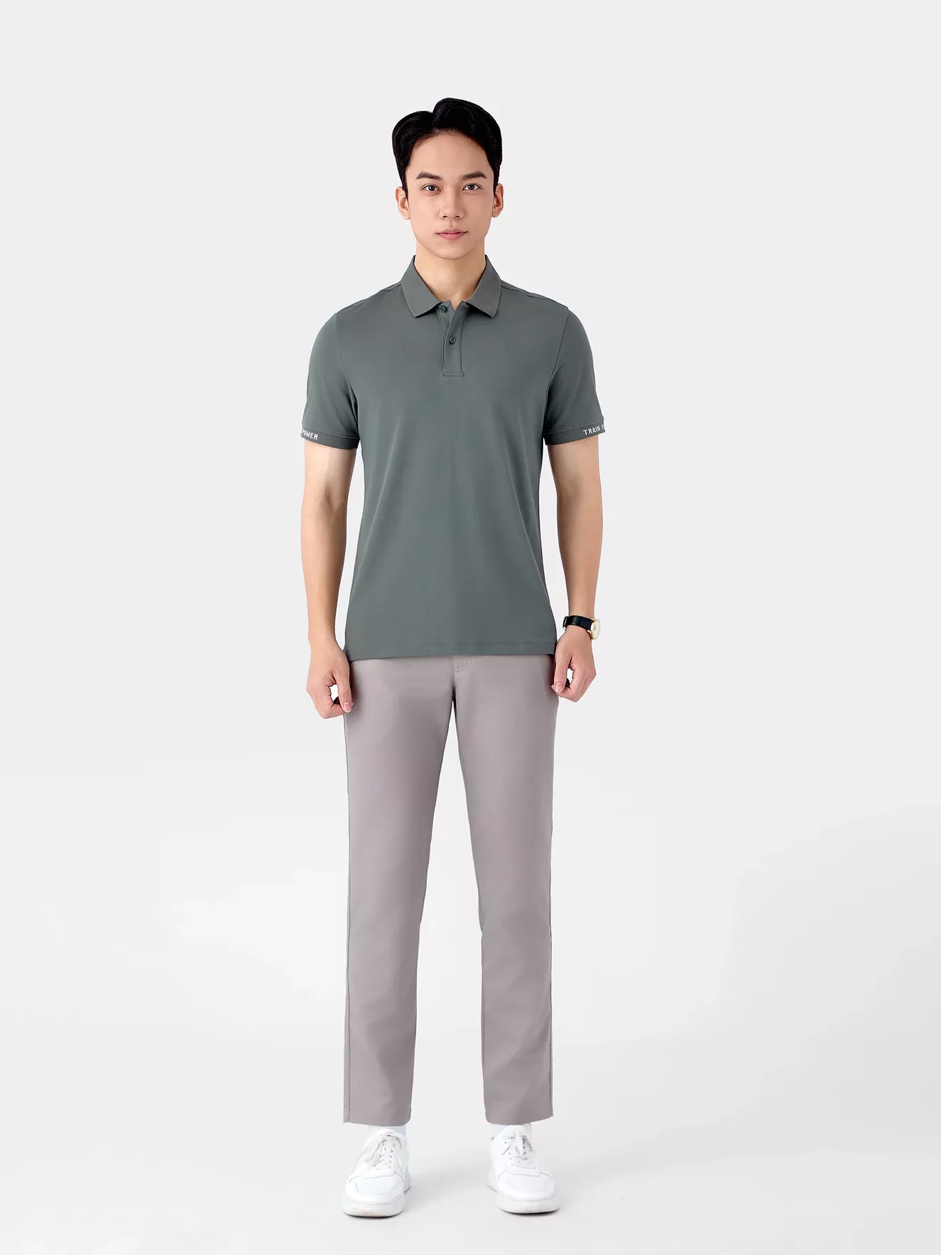 Áo Polo Nam 5S Fashion Dệt Chữ Bo Tay APC25042