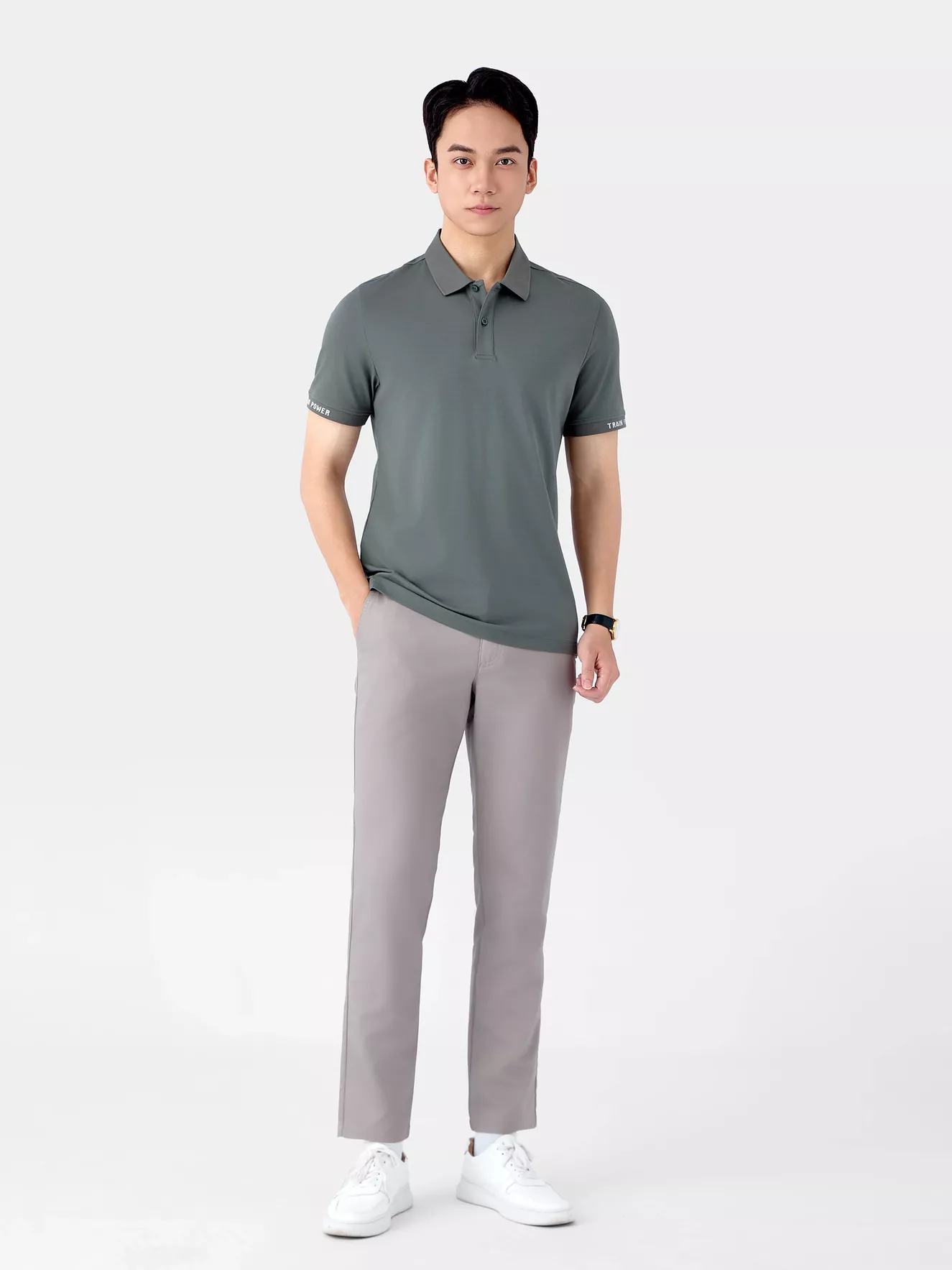 Áo Polo Nam 5S Fashion Dệt Chữ Bo Tay APC25042