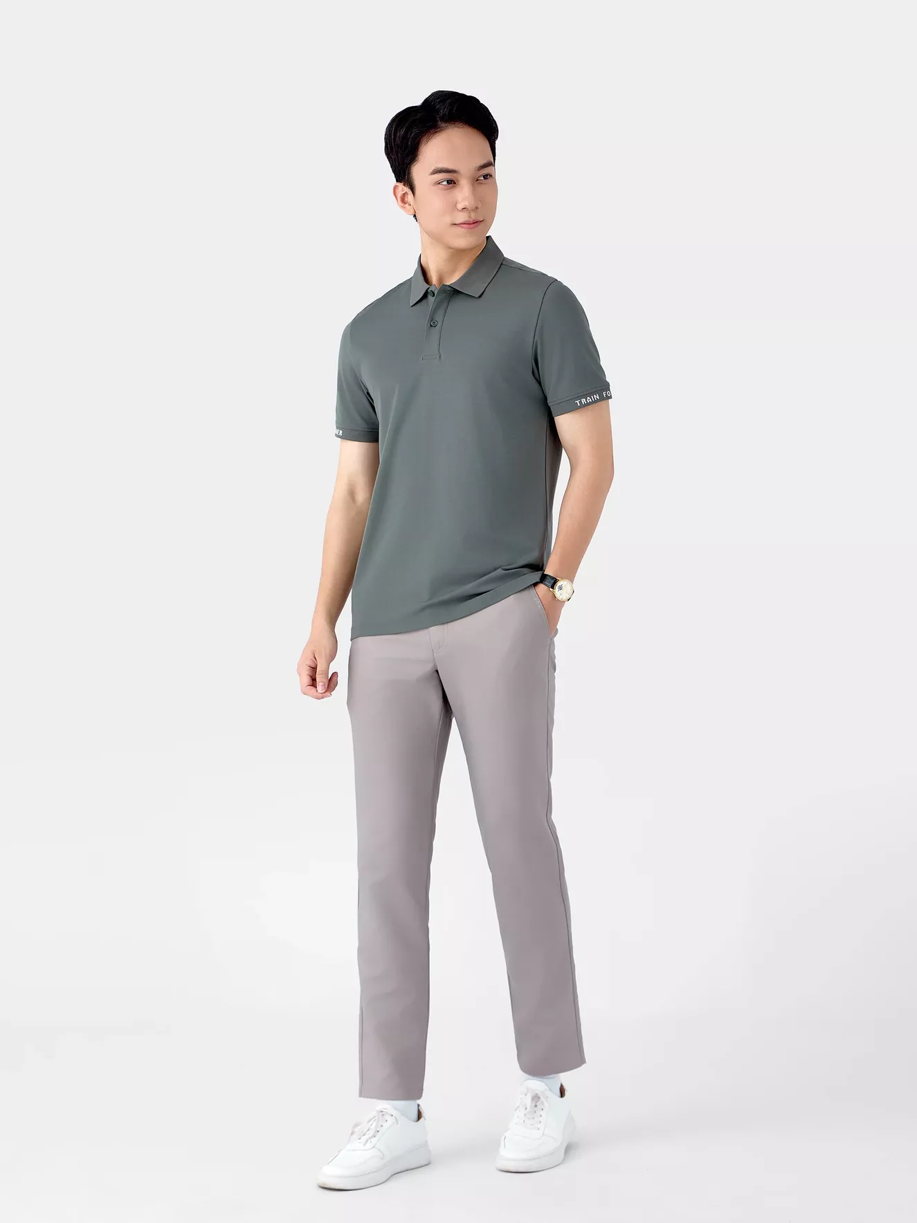 Áo Polo Nam 5S Fashion Dệt Chữ Bo Tay APC25042