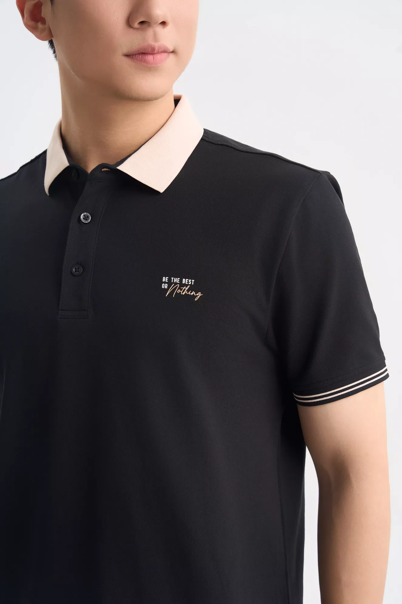 Áo Polo Nam Can Phối In Chữ 5S Fashion Trẻ Trung APC25006