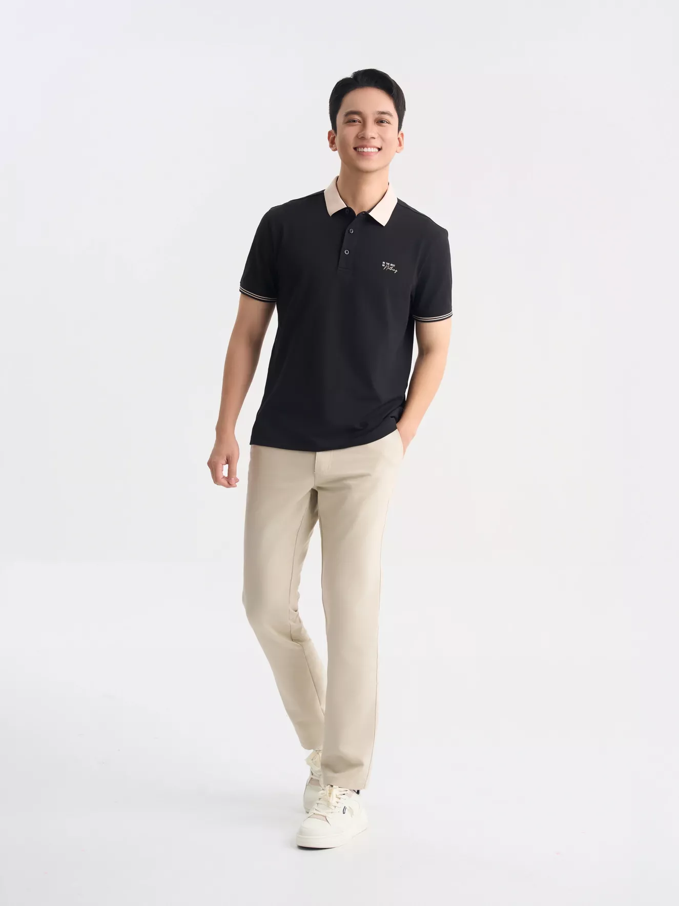 Áo Polo Nam Can Phối In Chữ 5S Fashion Trẻ Trung APC25006