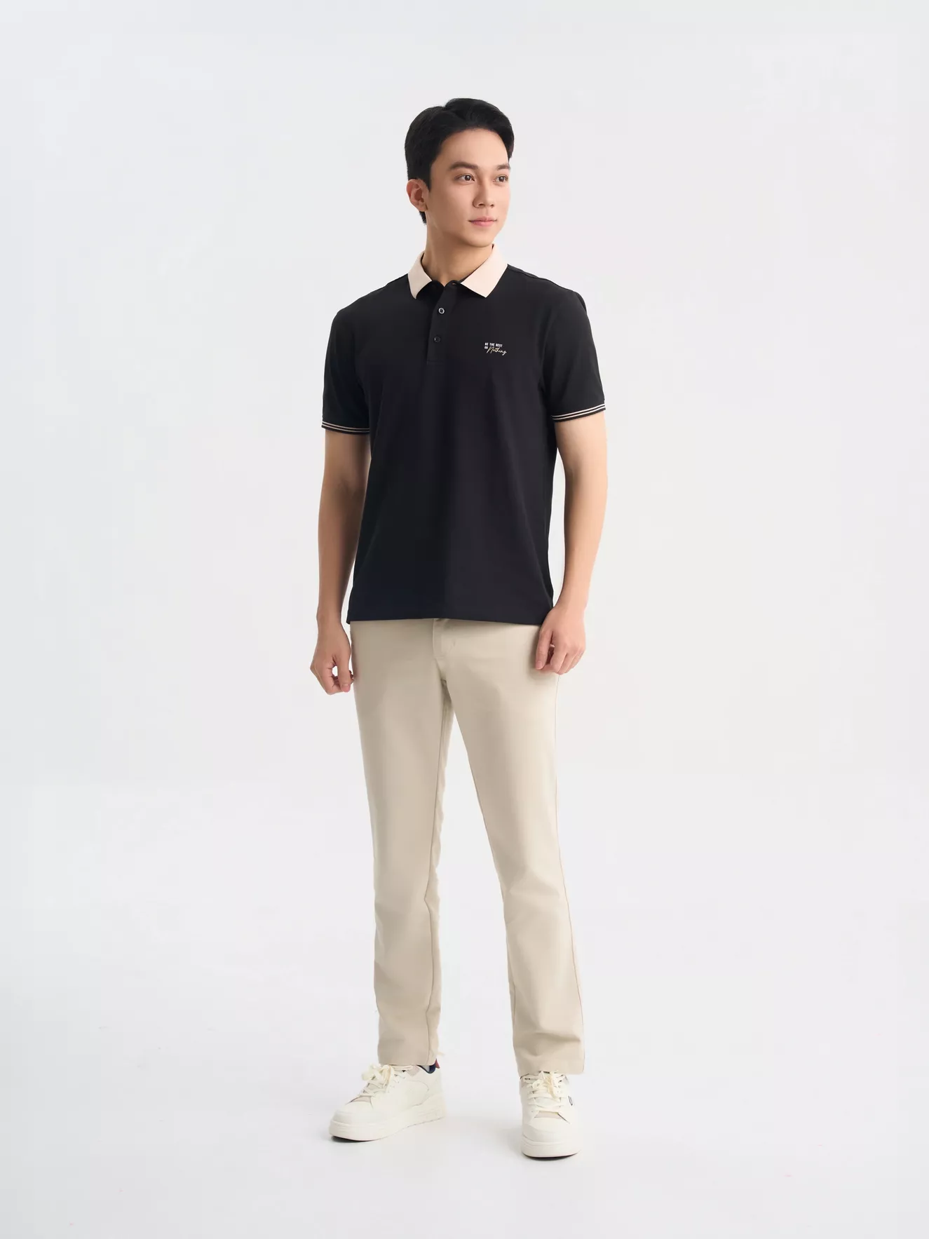 Áo Polo Nam Can Phối In Chữ 5S Fashion Trẻ Trung APC25006