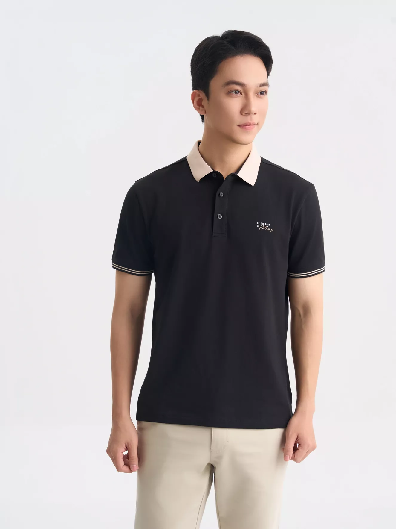 Áo Polo Nam Can Phối In Chữ 5S Fashion Trẻ Trung APC25006