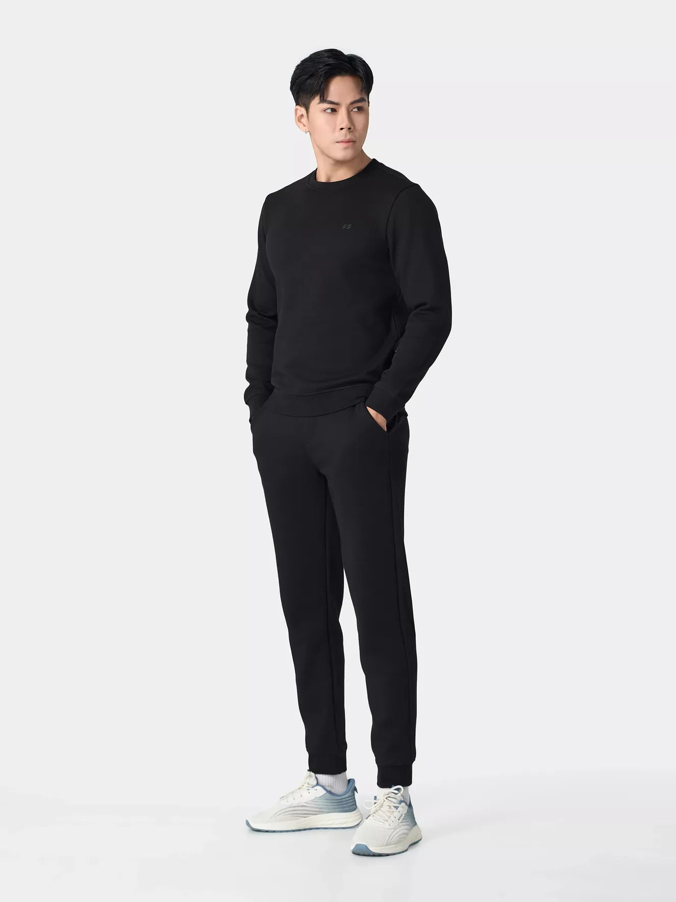 Bộ Quần Áo Nỉ Nam 5S Fashion Trơn In Logo Slimfit BNI24101