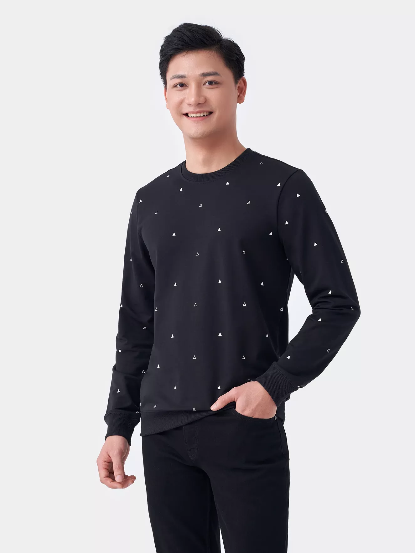 Áo Nỉ Cổ Tròn 5S Fashion In Tràn Slimfit ANO23028
