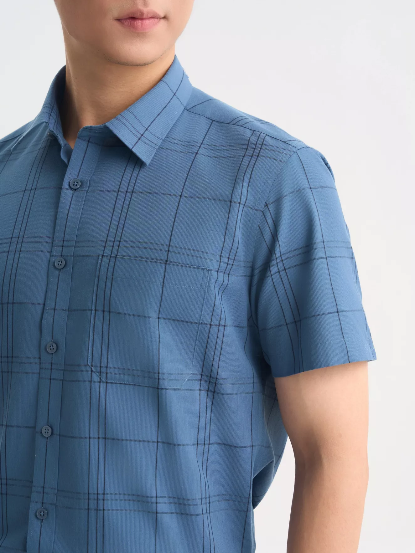 Áo Sơ Mi Nam Ngắn Tay Có Túi 5S Fashion Kẻ Caro ASC25014