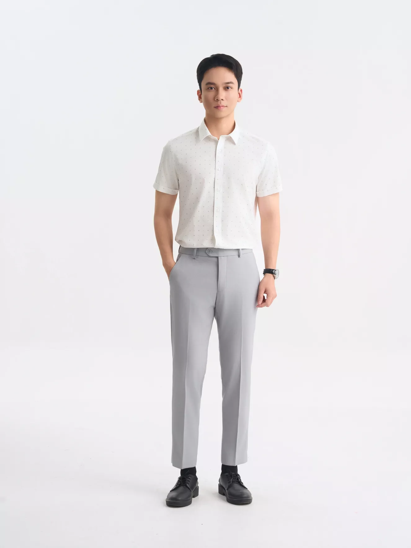 Áo Sơ Mi Nam 5S Fashion Họa Tiết Phom Slimfit ASC25030