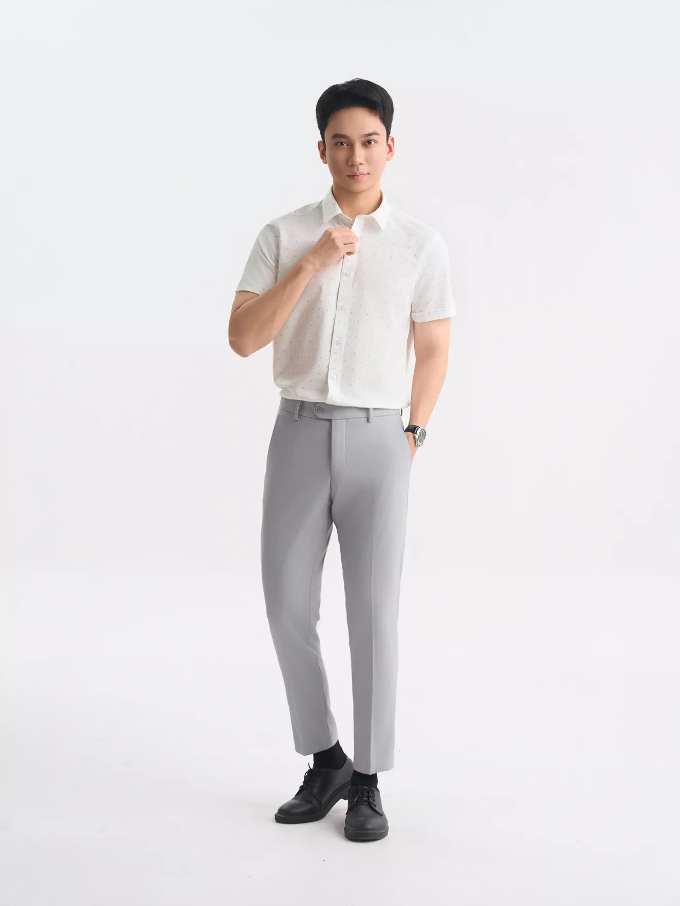Áo Sơ Mi Nam 5S Fashion Họa Tiết Phom Slimfit ASC25030