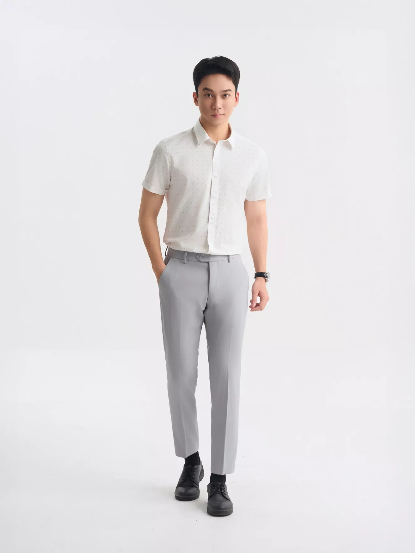 Áo Sơ Mi Nam 5S Fashion Họa Tiết Phom Slimfit ASC25030