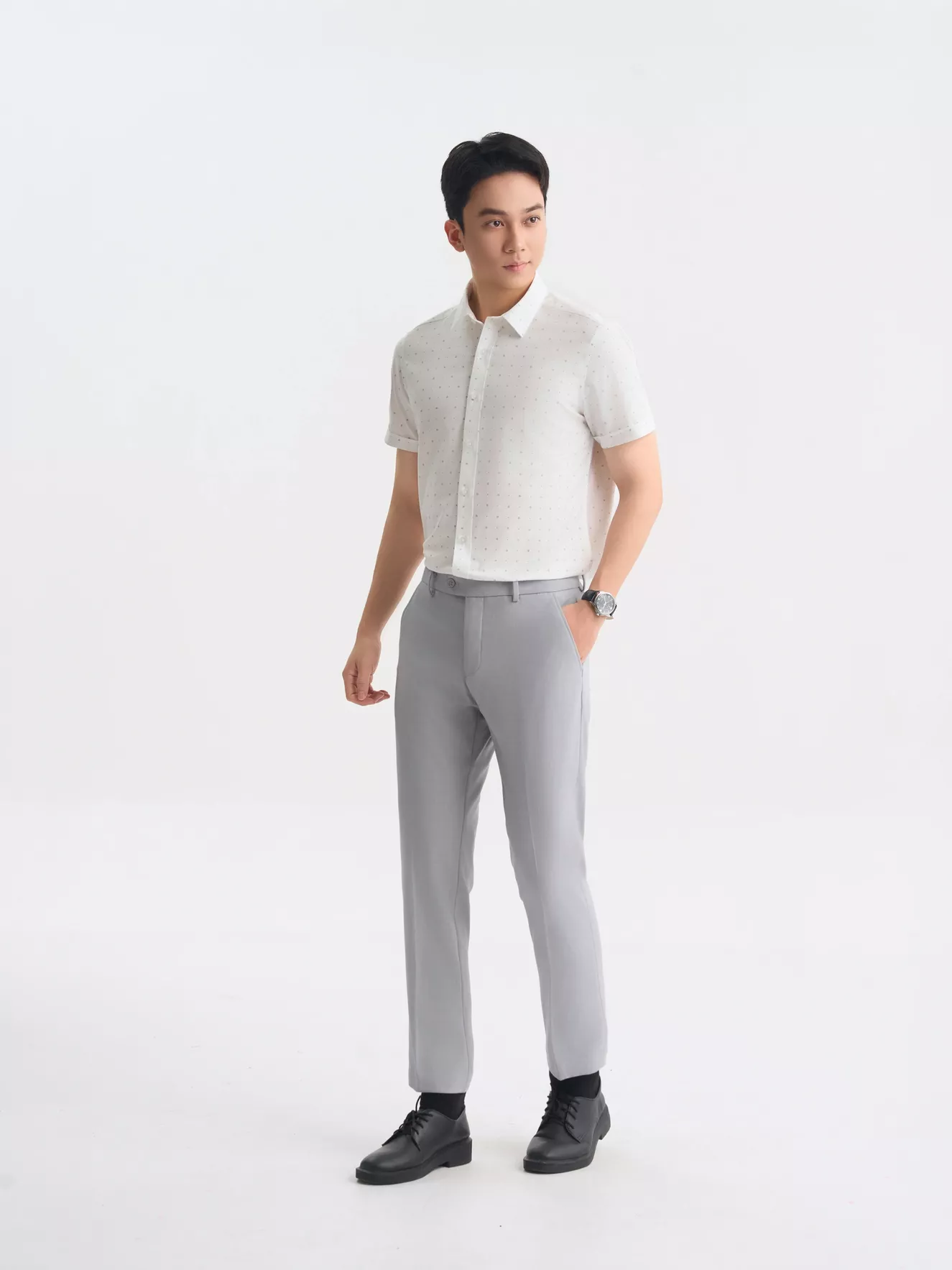 Áo Sơ Mi Nam 5S Fashion Họa Tiết Phom Slimfit ASC25030