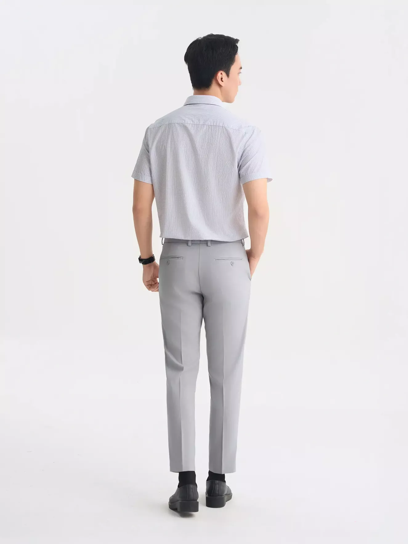 Áo Sơ Mi Nam Ngắn Tay 5S Fashion Casual Kẻ Sọc ASC25010