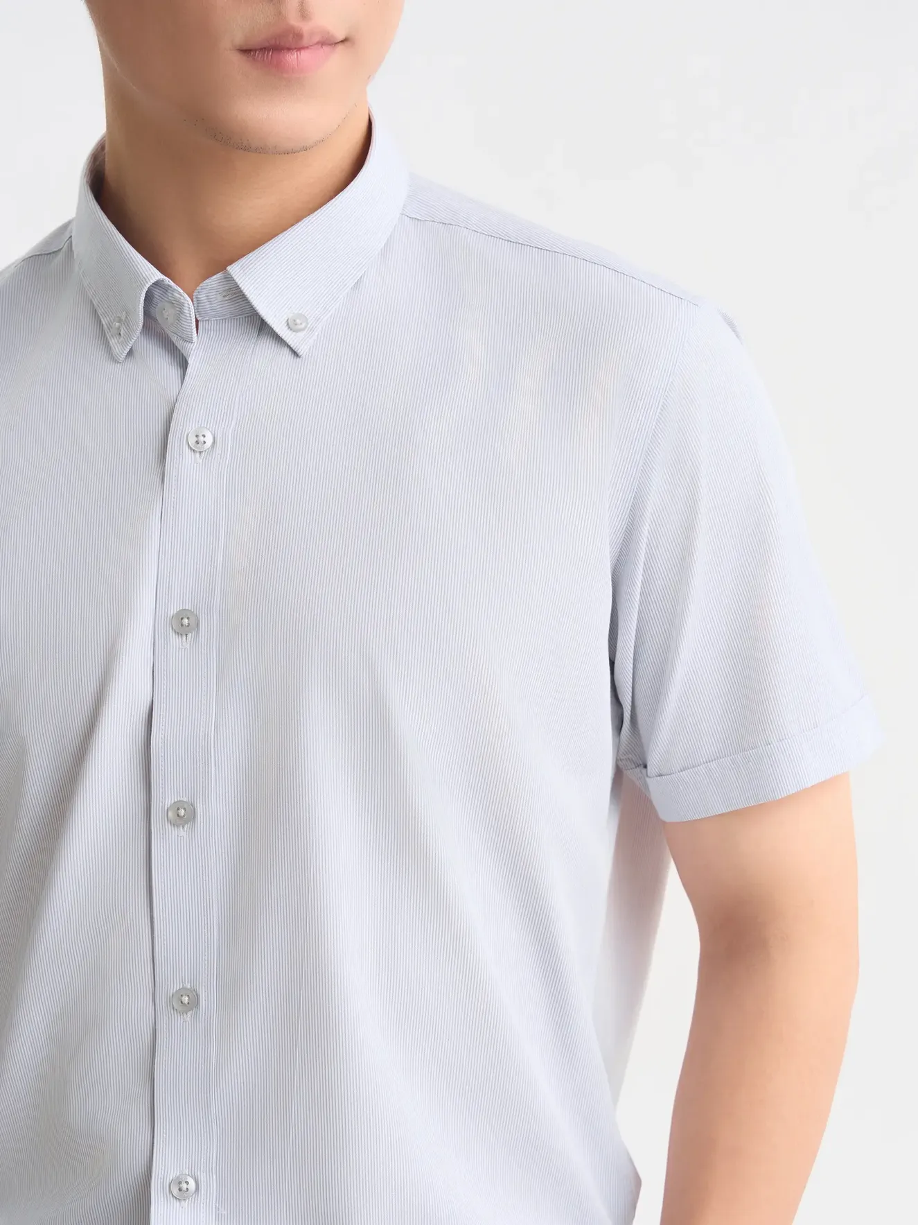 Áo Sơ Mi Nam Ngắn Tay 5S Fashion Casual Kẻ Sọc ASC25027