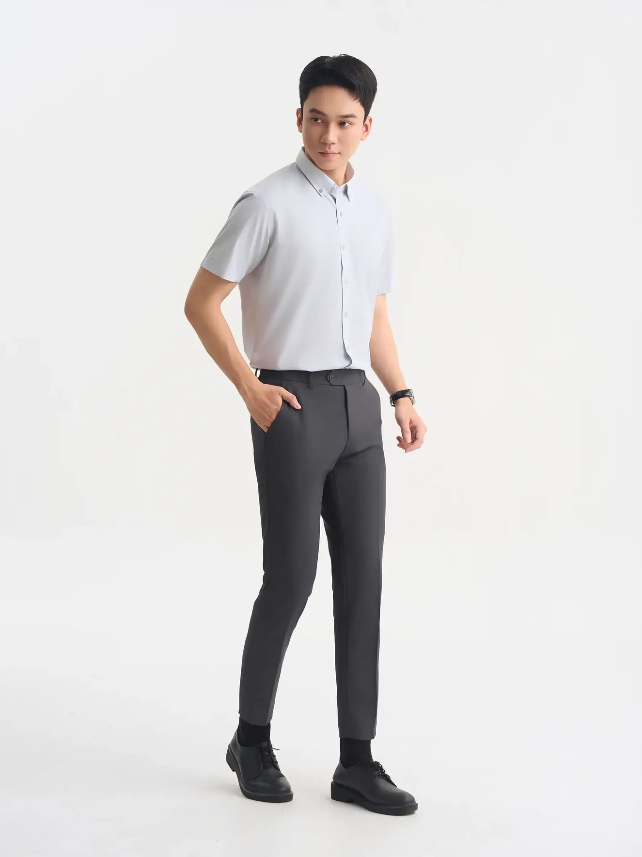 Áo Sơ Mi Nam Ngắn Tay 5S Fashion Casual Kẻ Sọc ASC25027