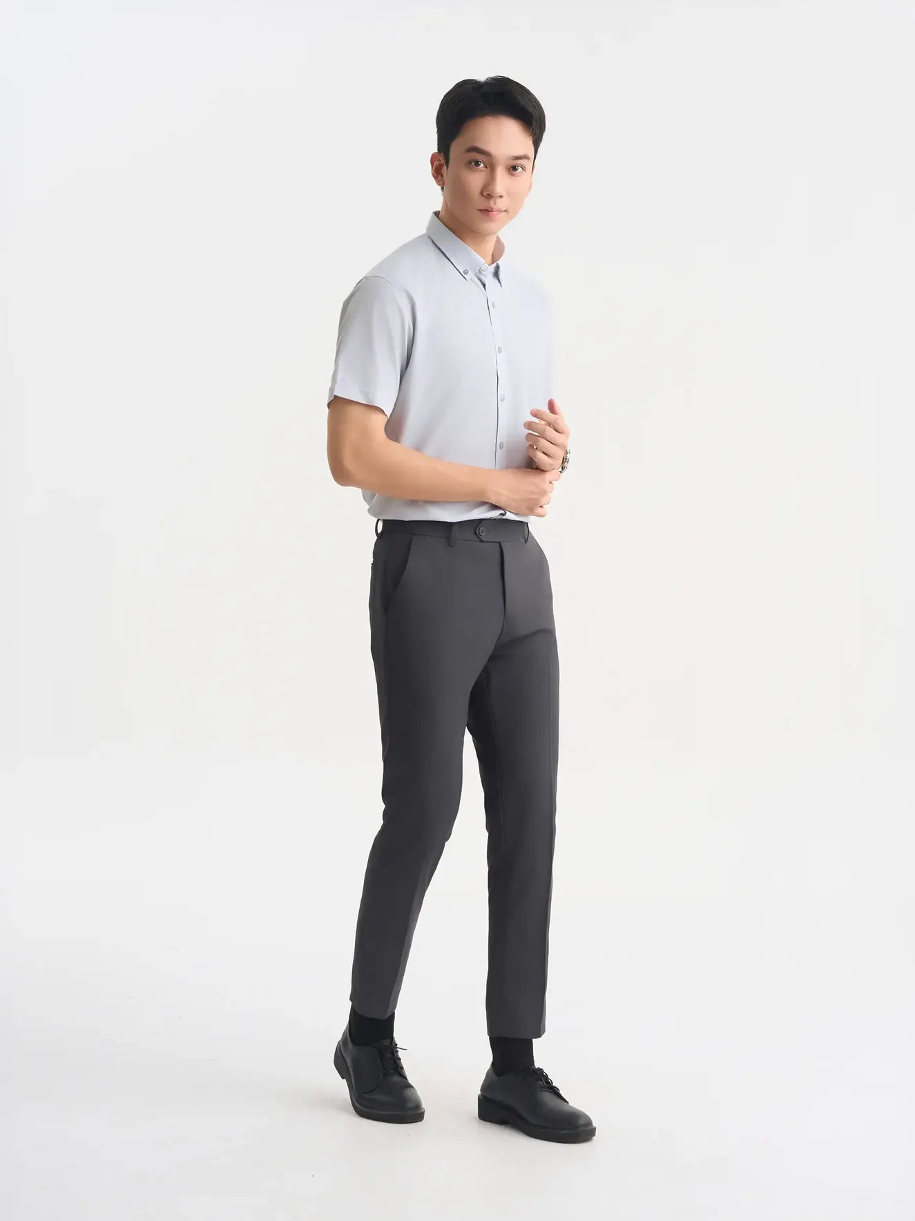 Áo Sơ Mi Nam Ngắn Tay 5S Fashion Casual Kẻ Sọc ASC25027