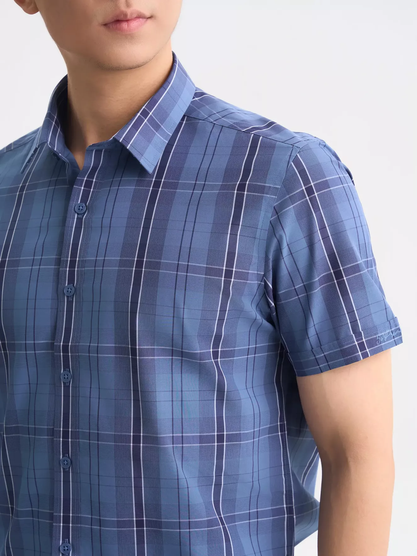 Áo Sơ Mi Nam Cộc Tay 5S Fashion Kẻ Caro Phom Slimfit ASC25050