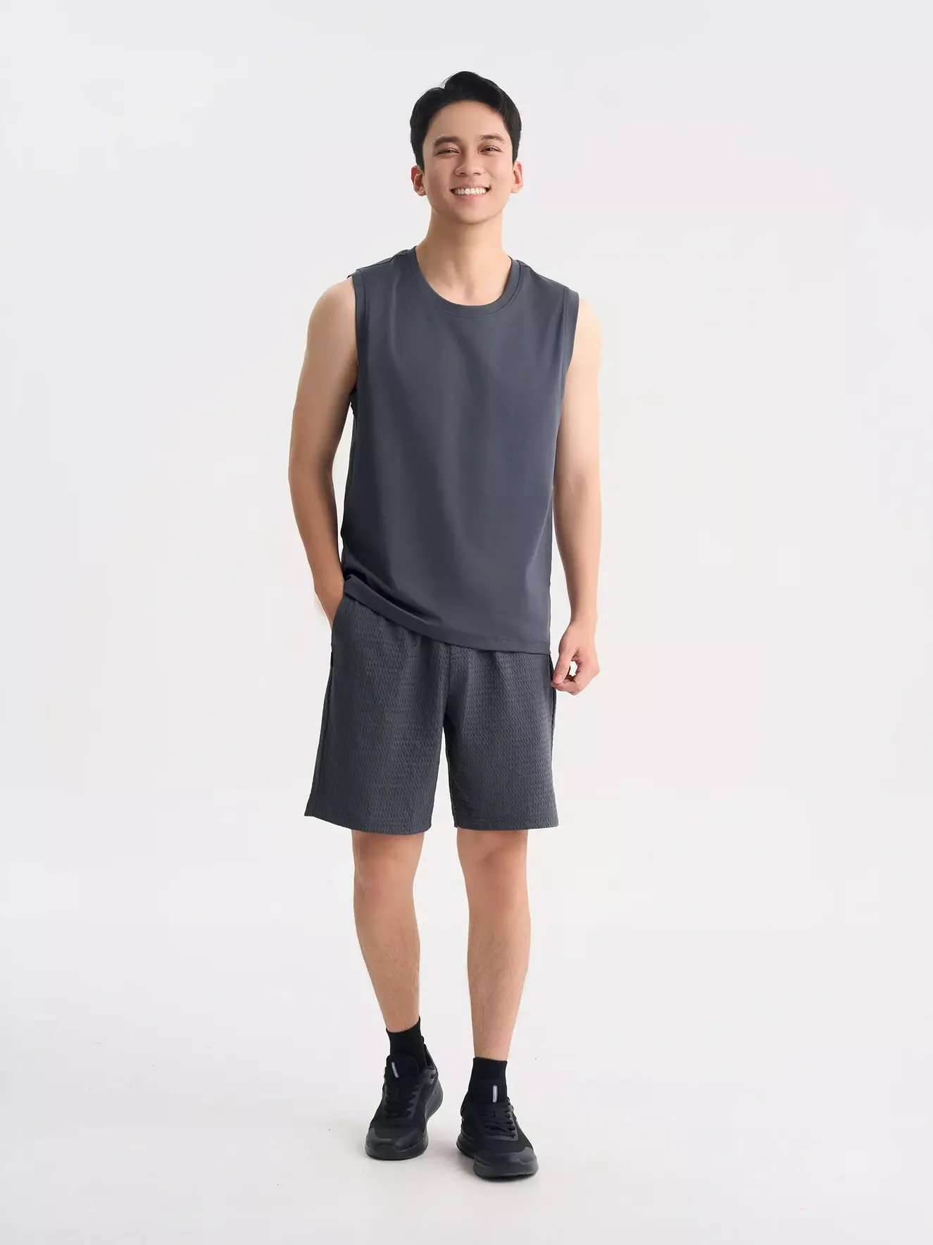 Áo Tanktop Nam 5S Fashion Trơn Basic Regular ASN25003