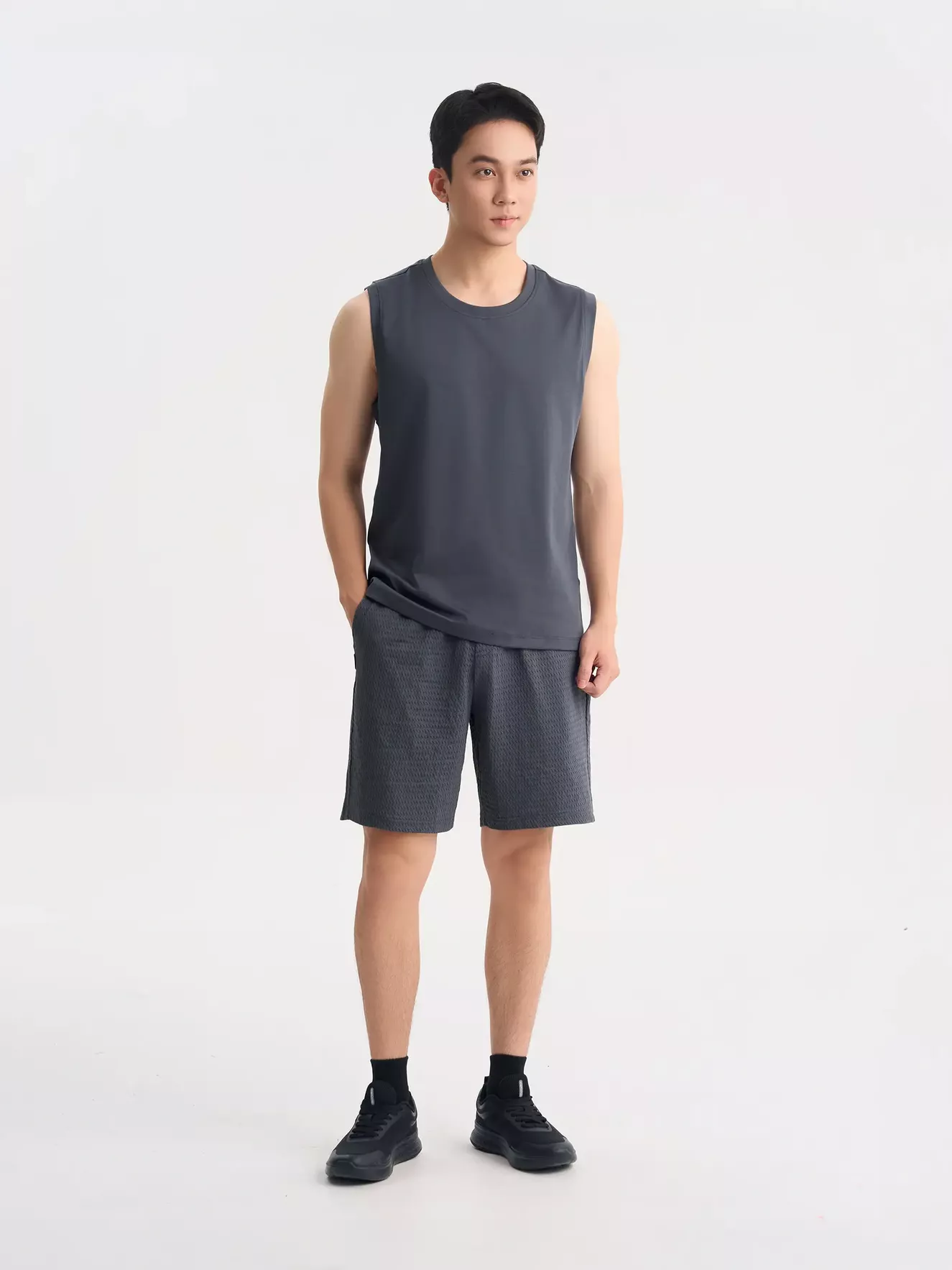 Áo Tanktop Nam 5S Fashion Trơn Basic Regular ASN25003