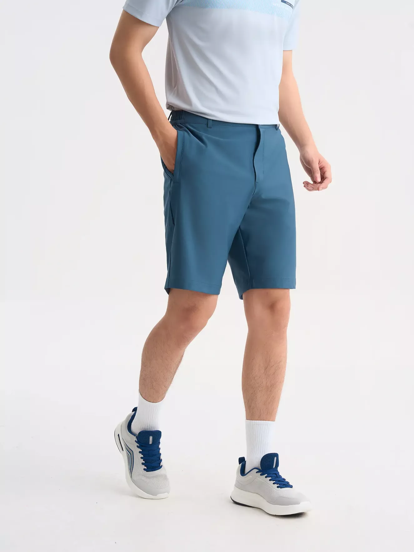 Quần Short Thể Thao Nam 5S Fashion Cạp Cúc Phối Chun Trơn QST25015