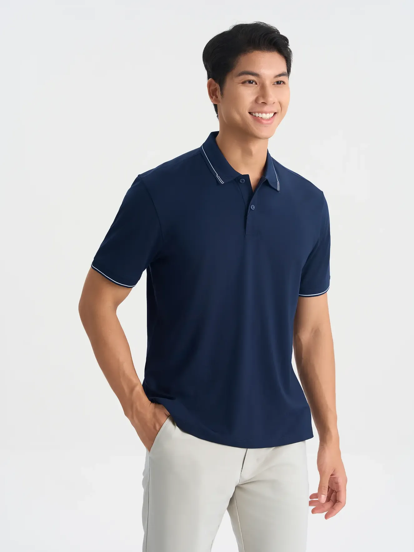 Áo Polo Nam 5S Fashion Bo Dệt Kẻ Phom Regular APC25046