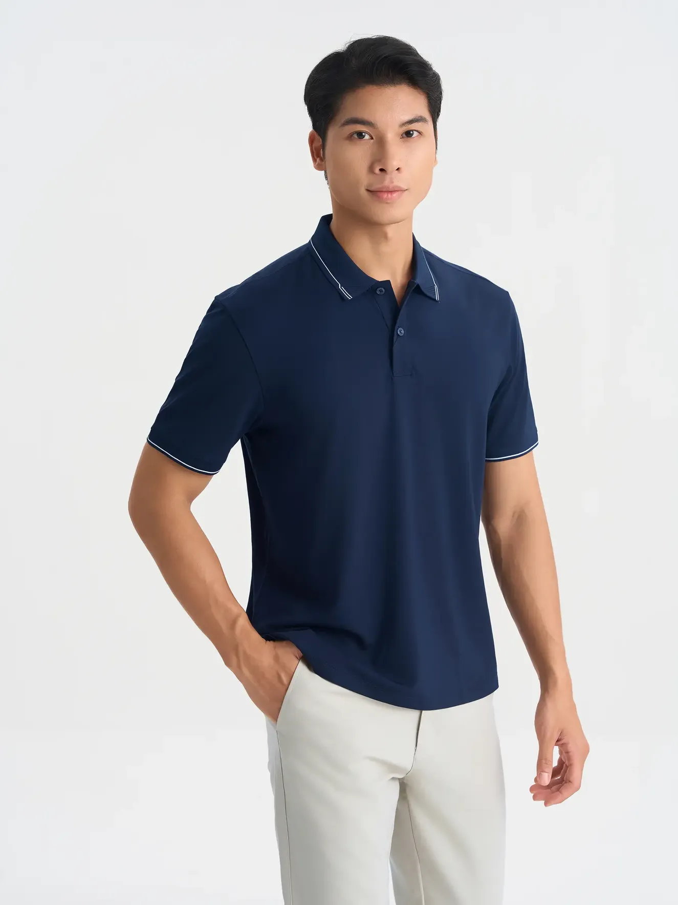 Áo Polo Nam 5S Fashion Bo Dệt Kẻ Phom Regular APC25046