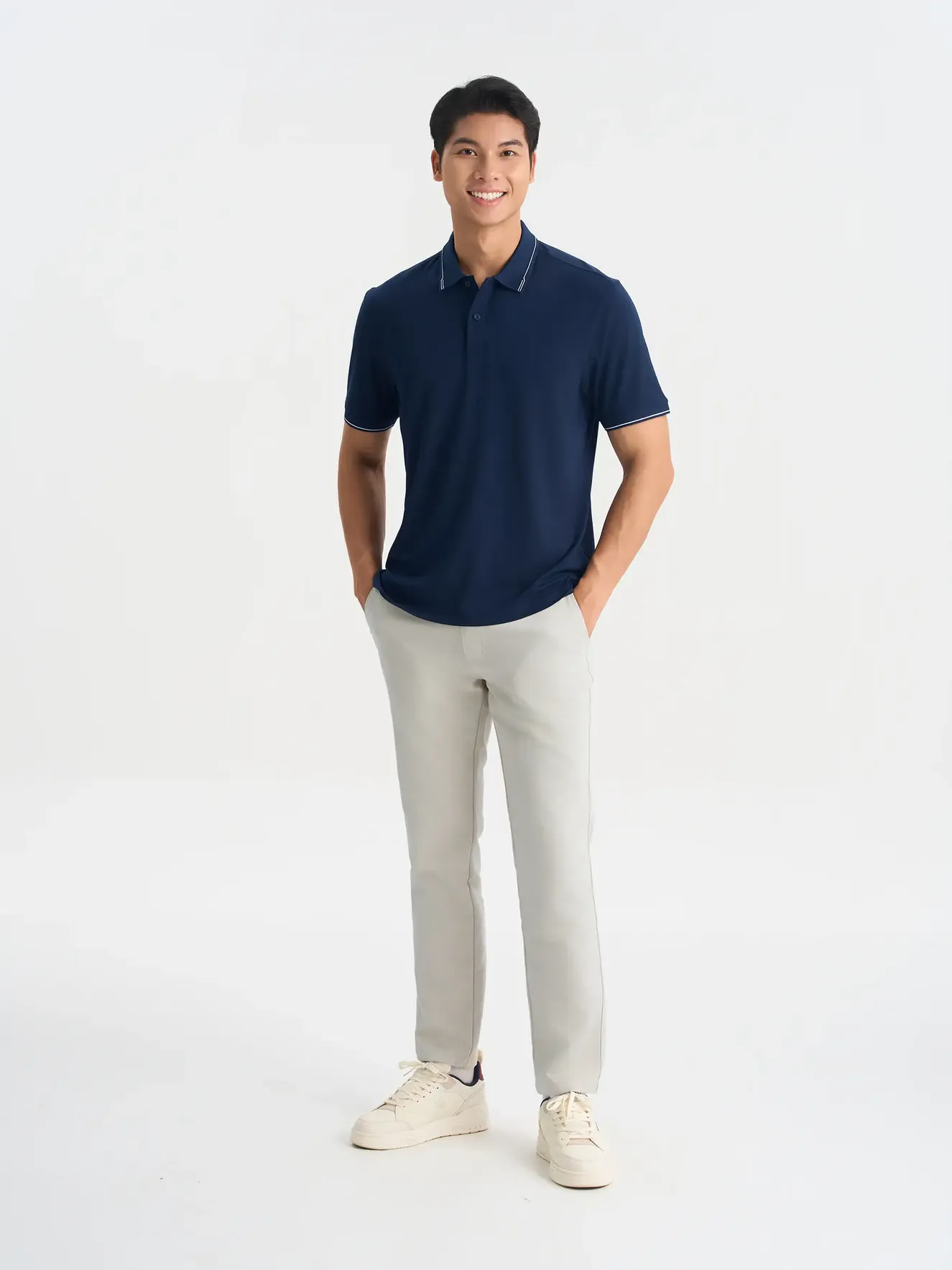 Áo Polo Nam 5S Fashion Bo Dệt Kẻ Phom Regular APC25046