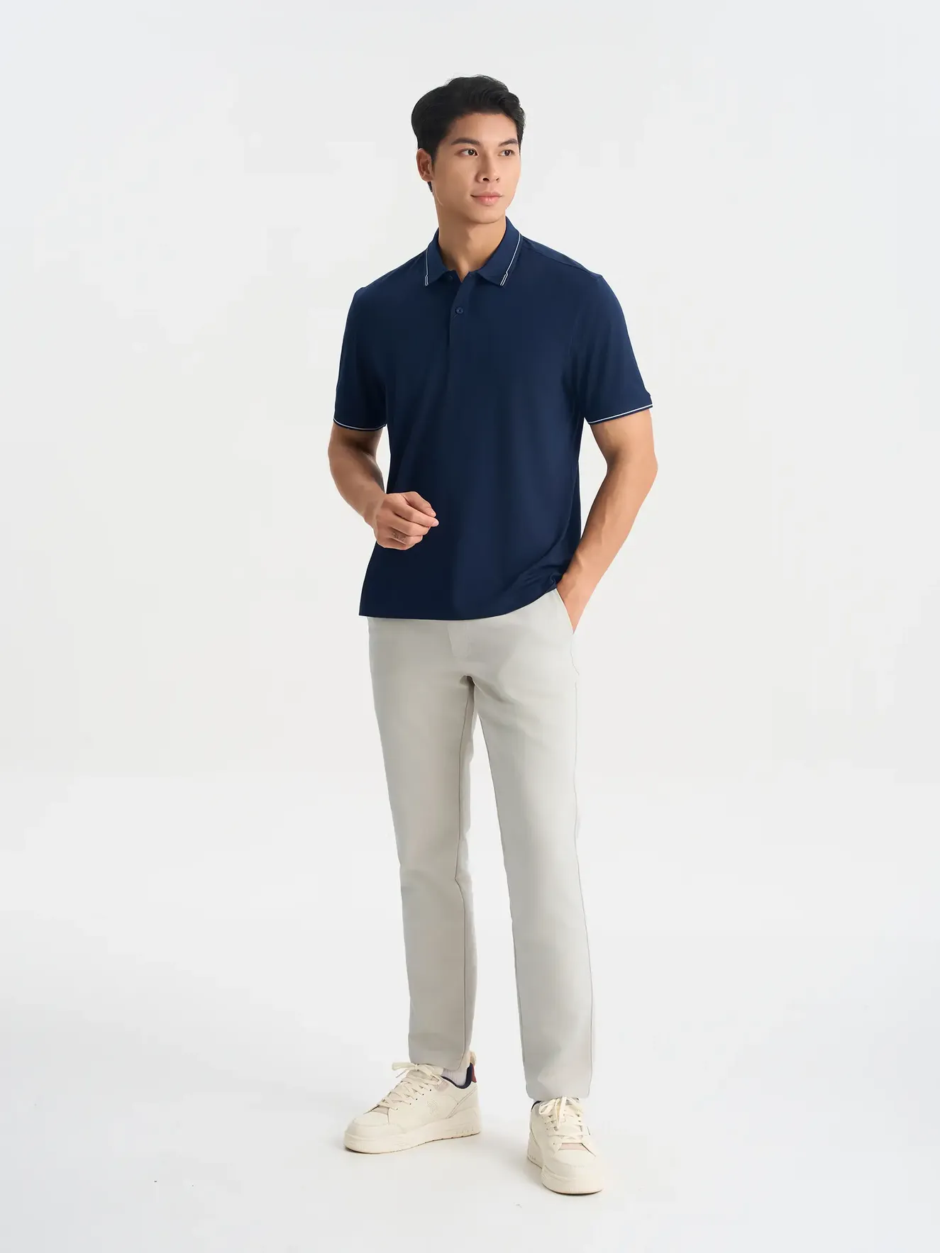 Áo Polo Nam 5S Fashion Bo Dệt Kẻ Phom Regular APC25046