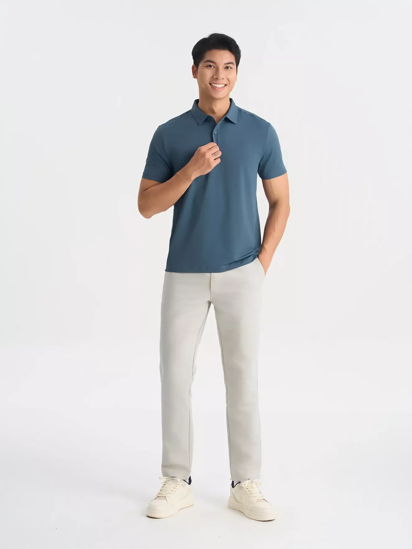 Áo Polo Nam 5S Fashion Trơn Bề Mặt Dệt Jacquard Slimfit APC25050