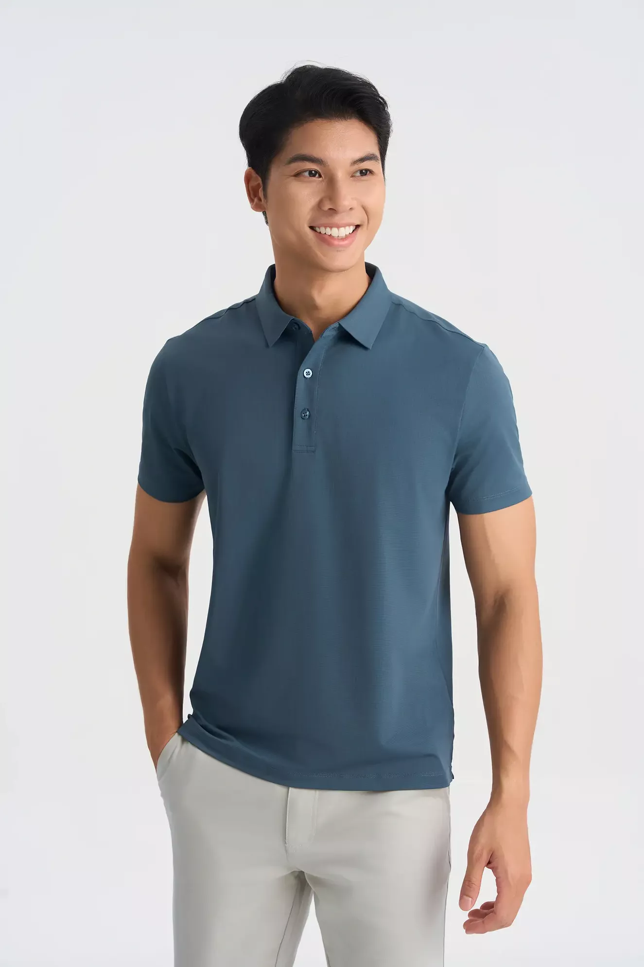 Áo Polo Nam 5S Fashion Trơn Bề Mặt Dệt Jacquard Slimfit APC25050