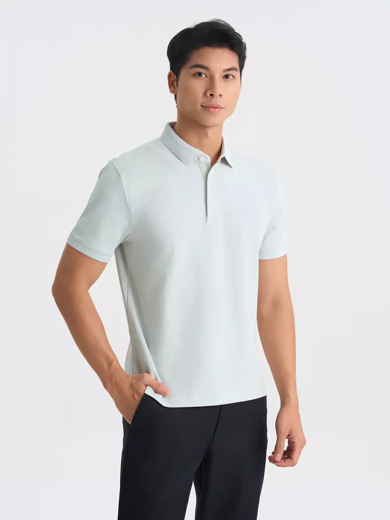 Áo Polo Nam 5S Fashion Trơn Bo Dệt Jacquard Slimfit APC25062