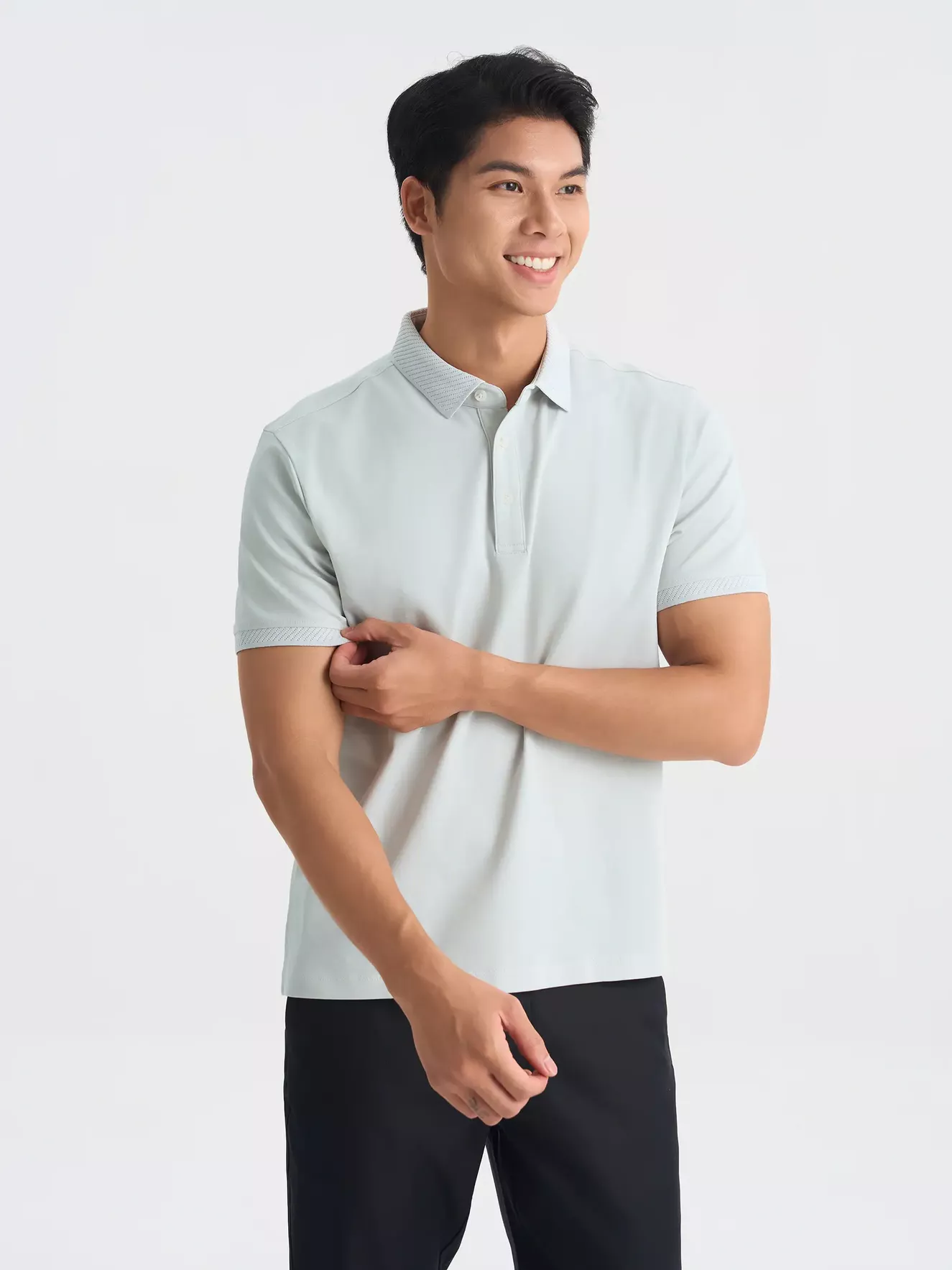 Áo Polo Nam 5S Fashion Trơn Bo Dệt Jacquard Slimfit APC25062