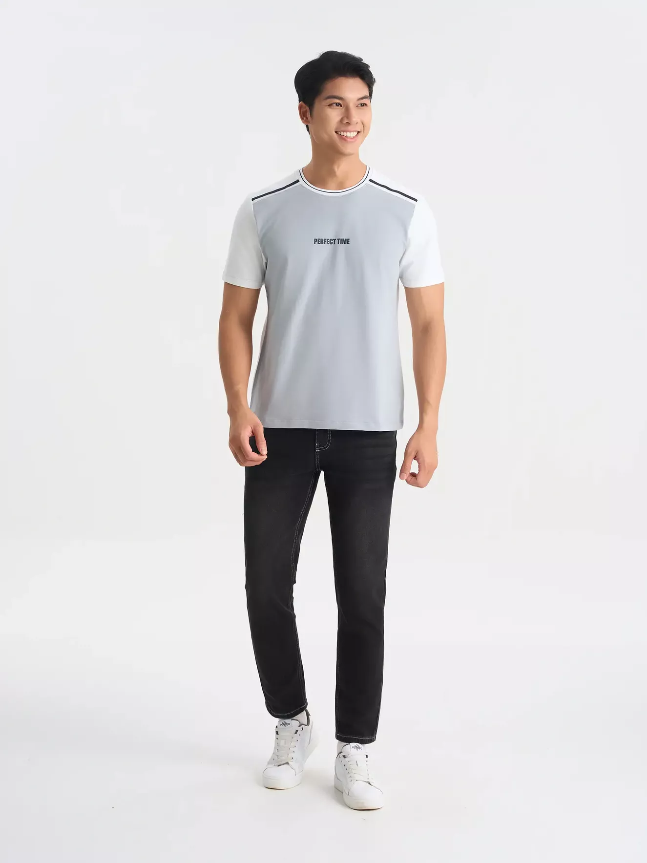 Áo Thun Nam Can Phối 5S Fashion Phom Regular ATS25029