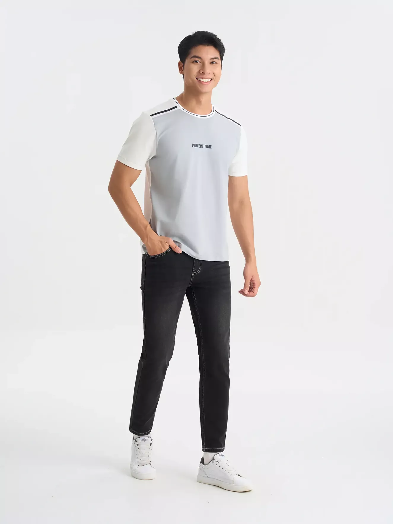 Áo Thun Nam Can Phối 5S Fashion Phom Regular ATS25029