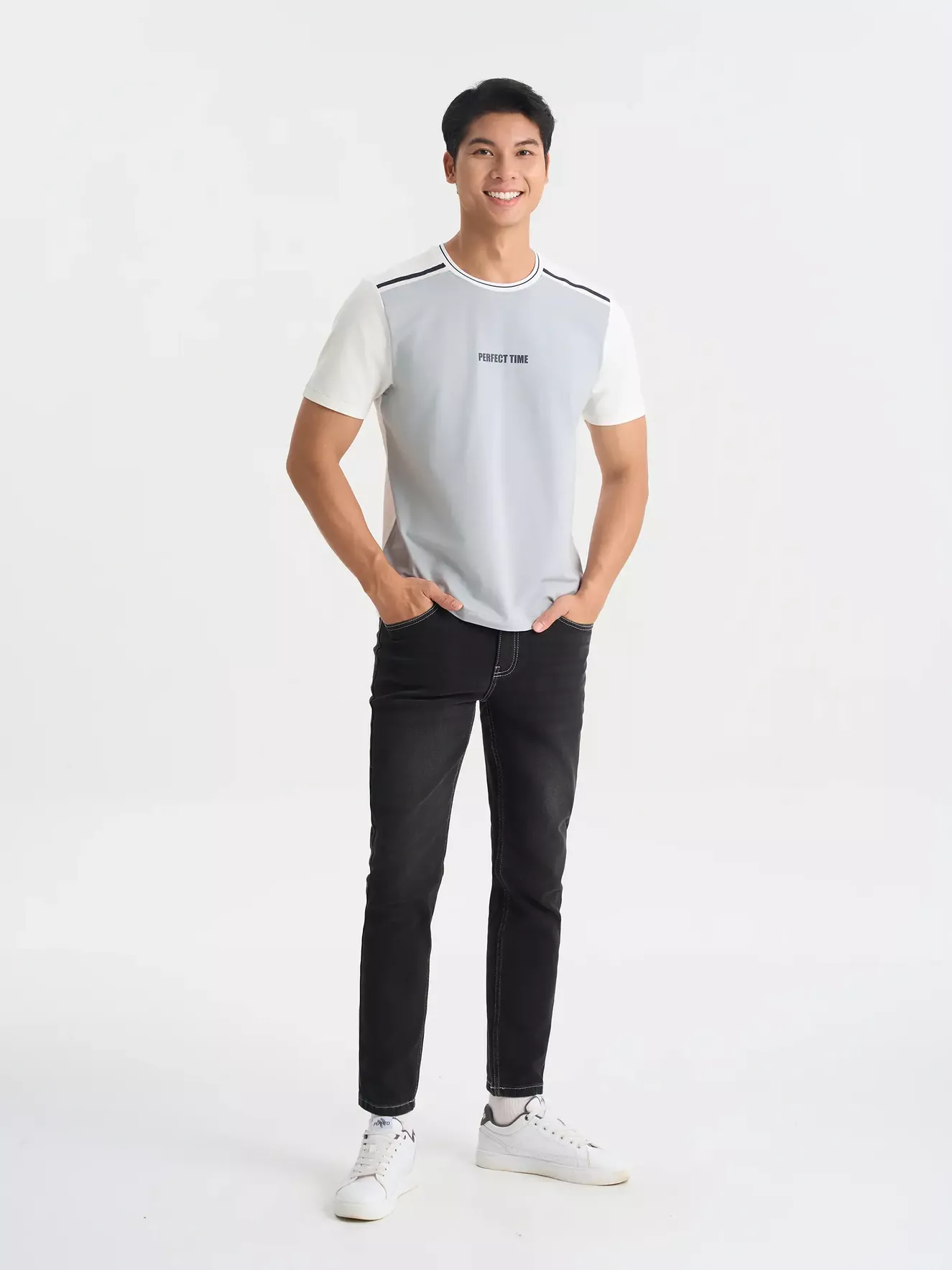 Áo Thun Nam Can Phối 5S Fashion Phom Regular ATS25029