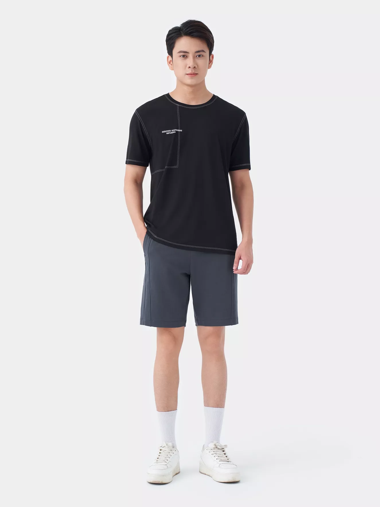 Áo Thun Nam Ngắn Tay 5S Fashion Chần Chỉ Casual ATS24022