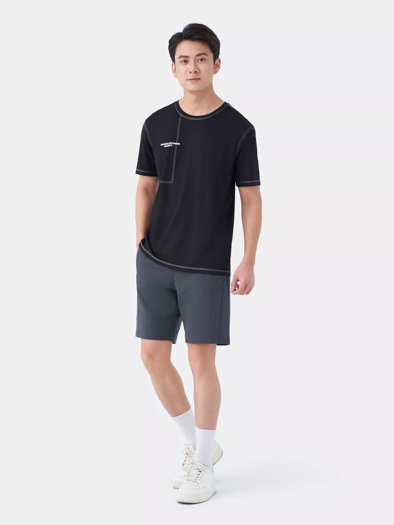 Áo Thun Nam Ngắn Tay 5S Fashion Chần Chỉ Casual ATS24022