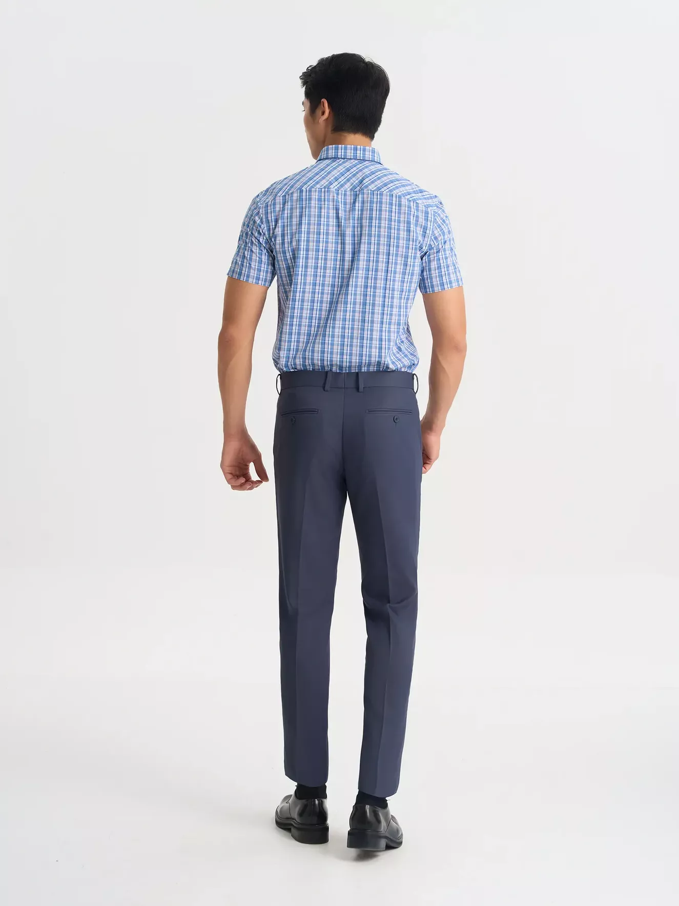 Áo Sơ Mi Nam Ngắn Tay 5S Fashion Kẻ Ô Phối Màu Phom Smarfit ASC25013