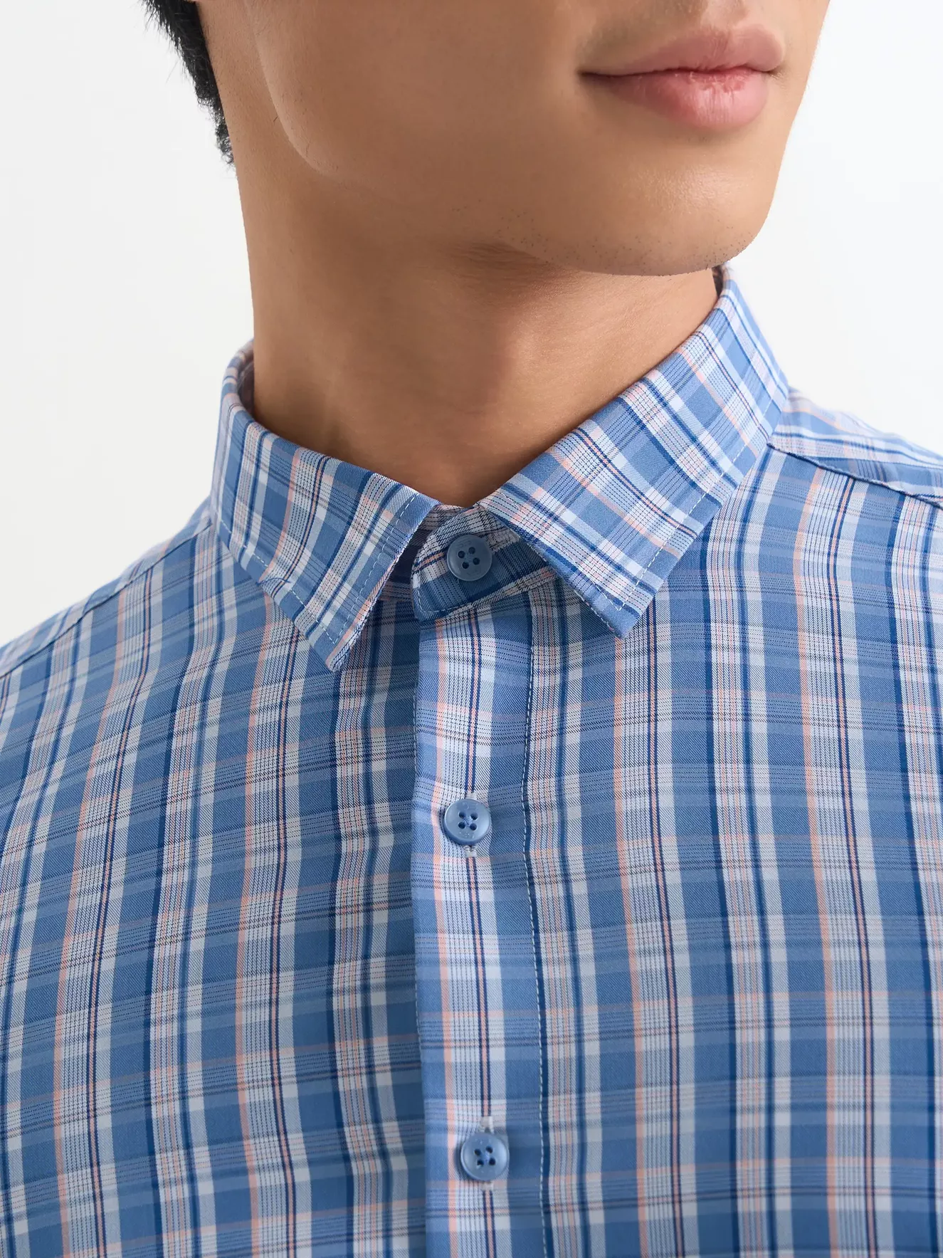 Áo Sơ Mi Nam Ngắn Tay 5S Fashion Kẻ Ô Phối Màu Phom Smarfit ASC25013